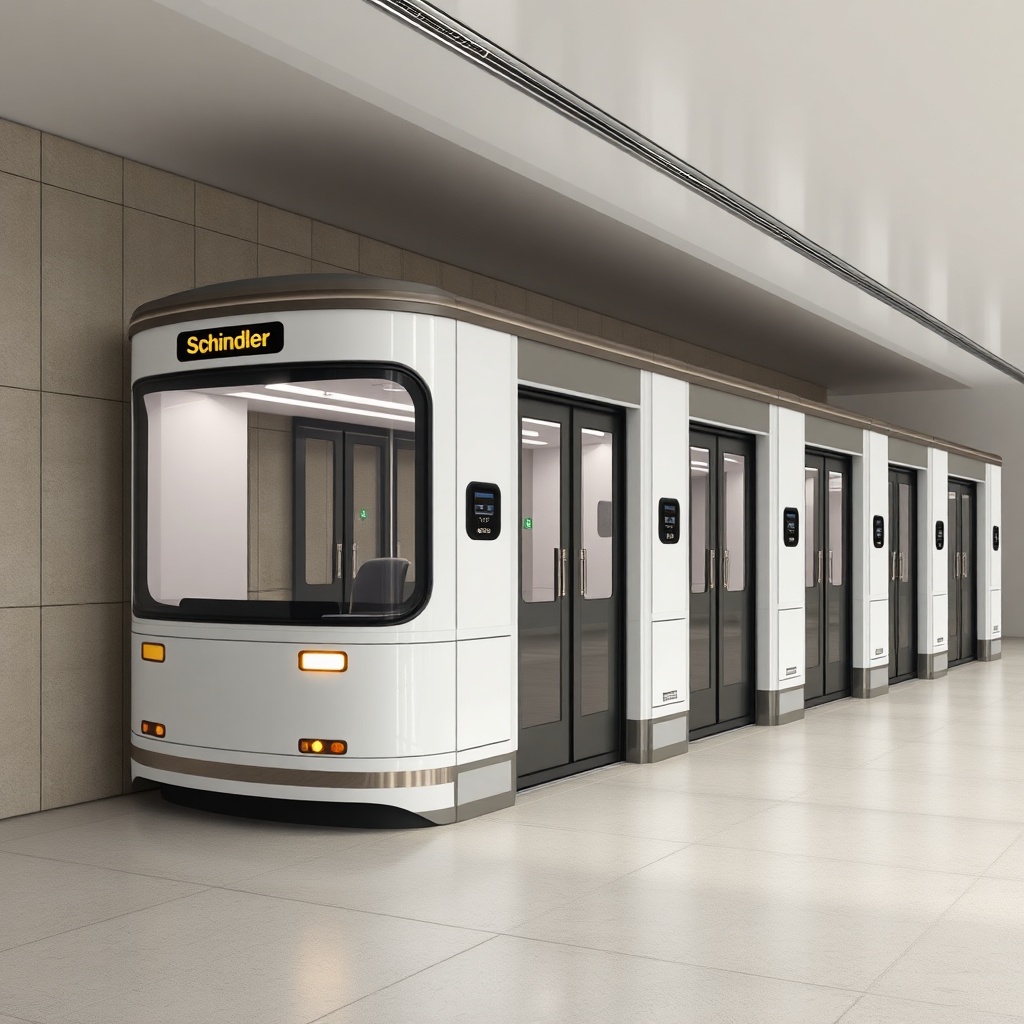 <clean photorealistic photo of Schindler 5500 kabin montajı